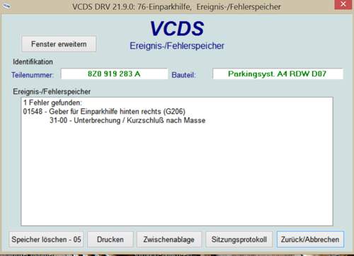 Audi B6 VCDS PDC