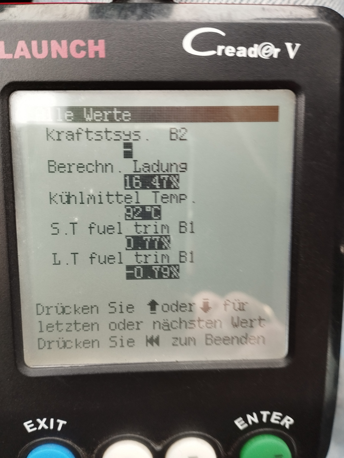 Trimmwerte unter LPG