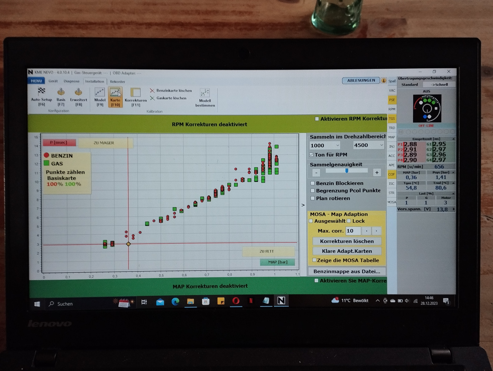 Trimmwerte unter LPG