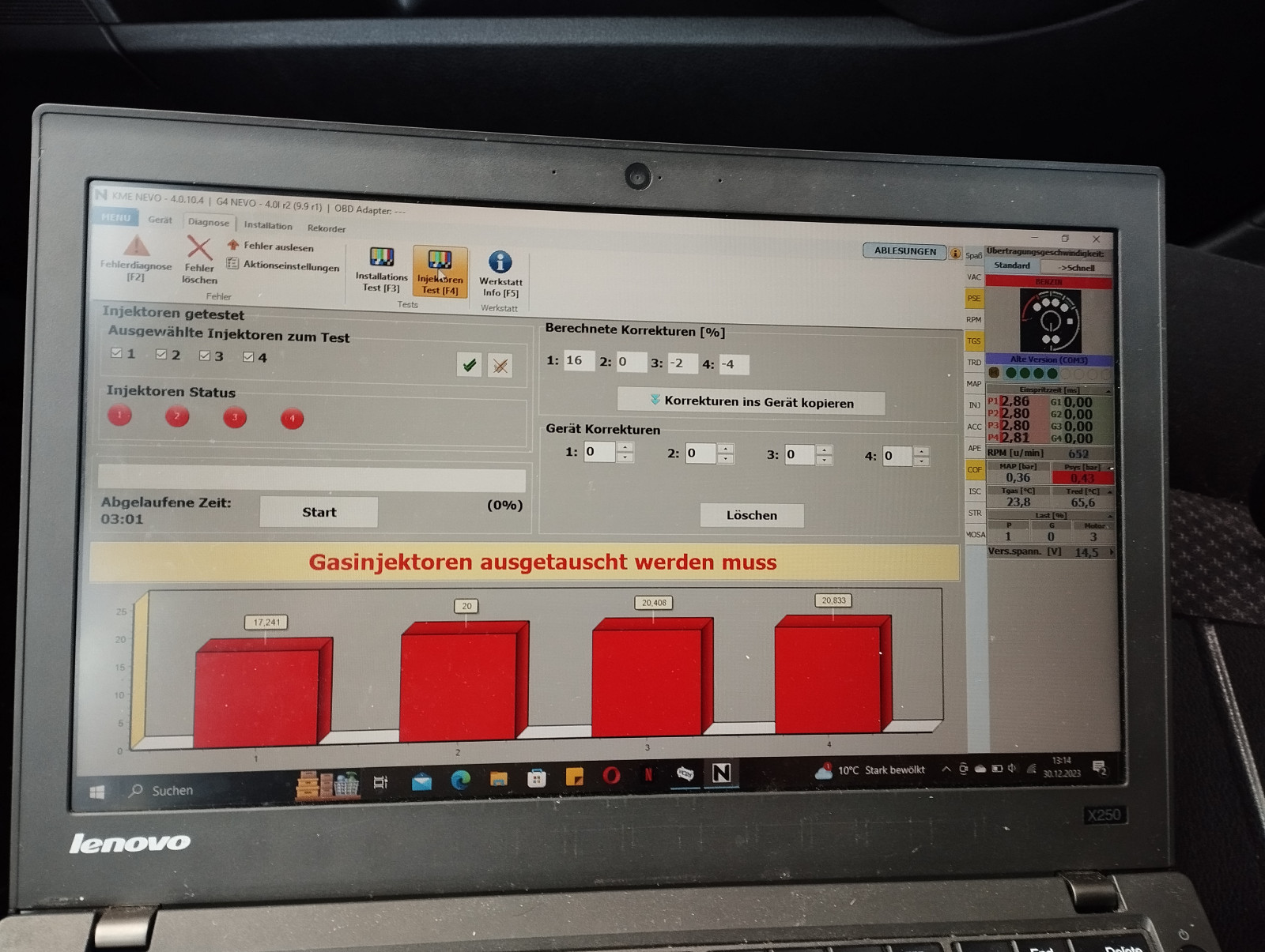 Trimmwerte unter LPG