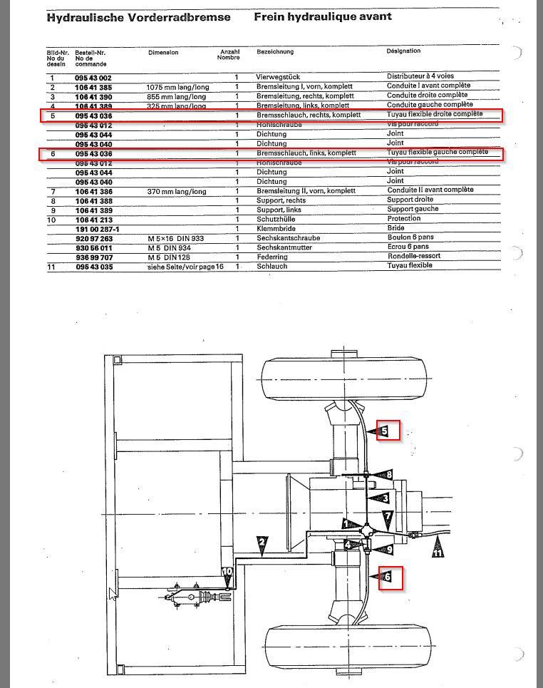 Bremsschläuche für Bergtraktor Bucher TR 1500