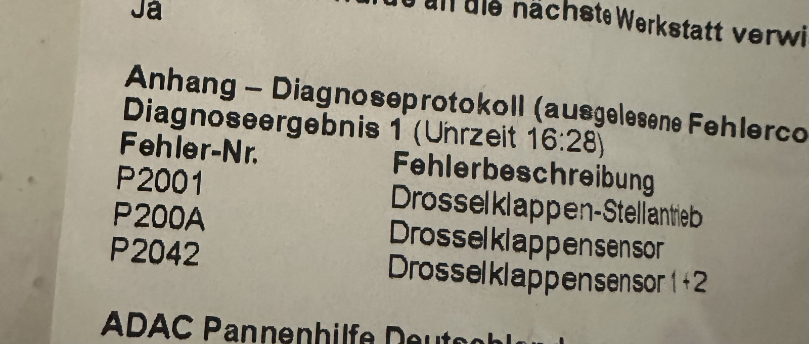 Notlauf Drosselklappe