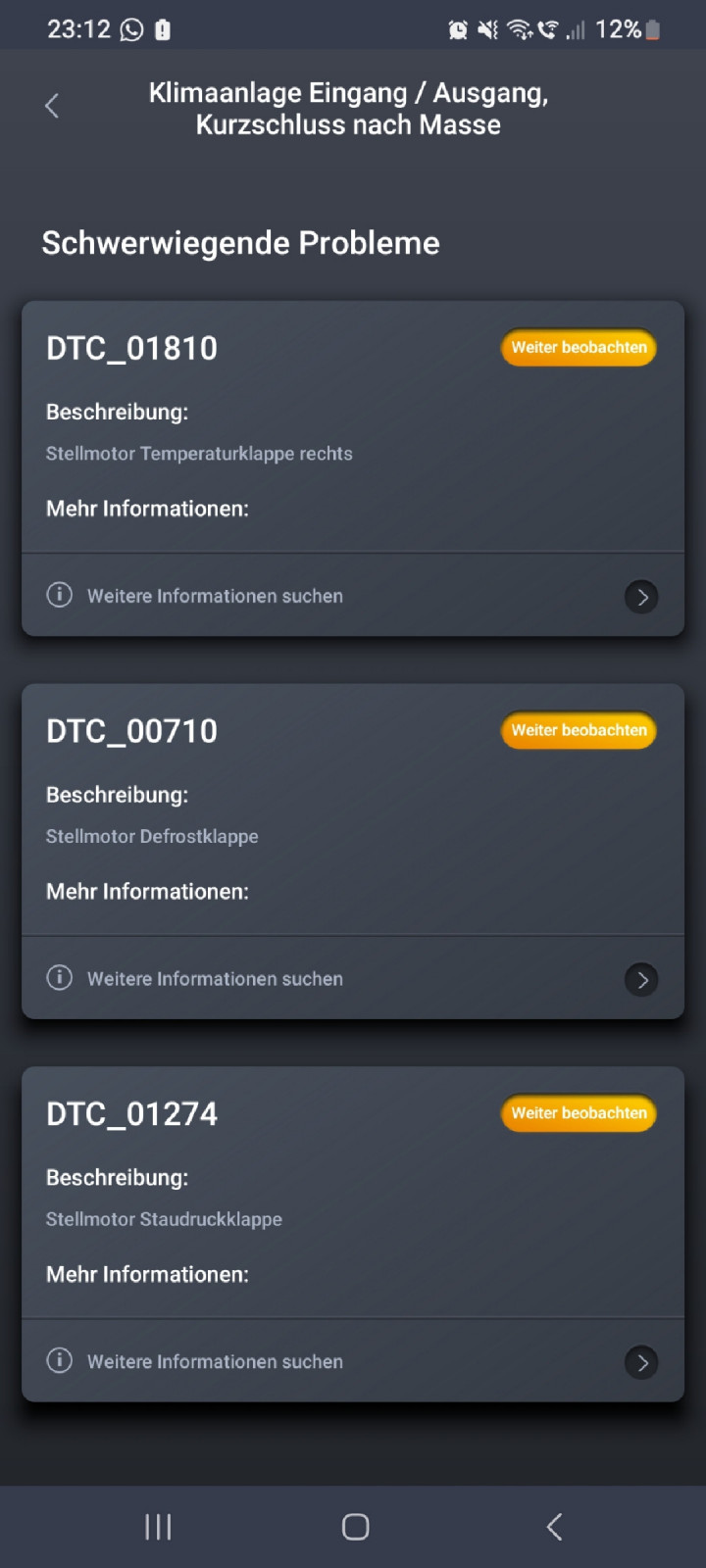Stellmotoren Lüftung in Fehlerspeicher abgelegt
