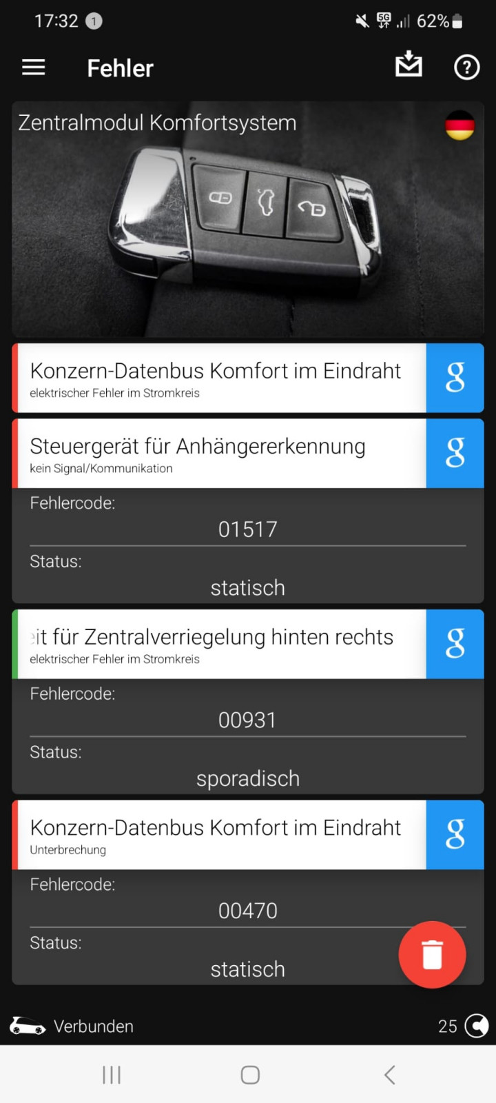 Caddy 1.6 Batterie leer/ Ruhestrom