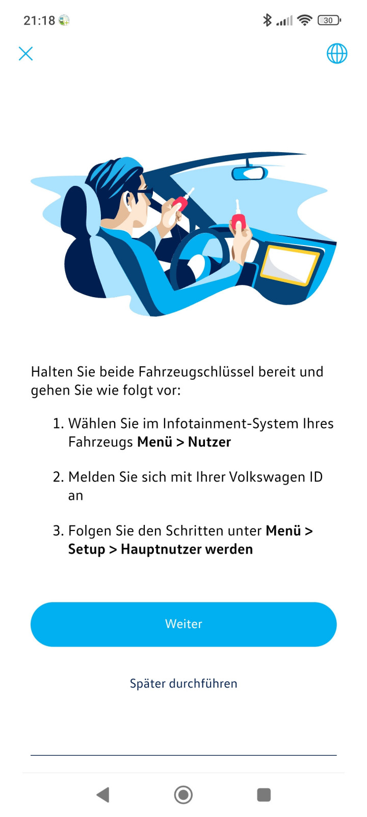 Hauptnutzer lässt sich nicht anlegen - We connect Einrichtung