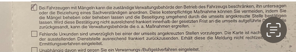 Mängelkarte HU verhältnismäßig?