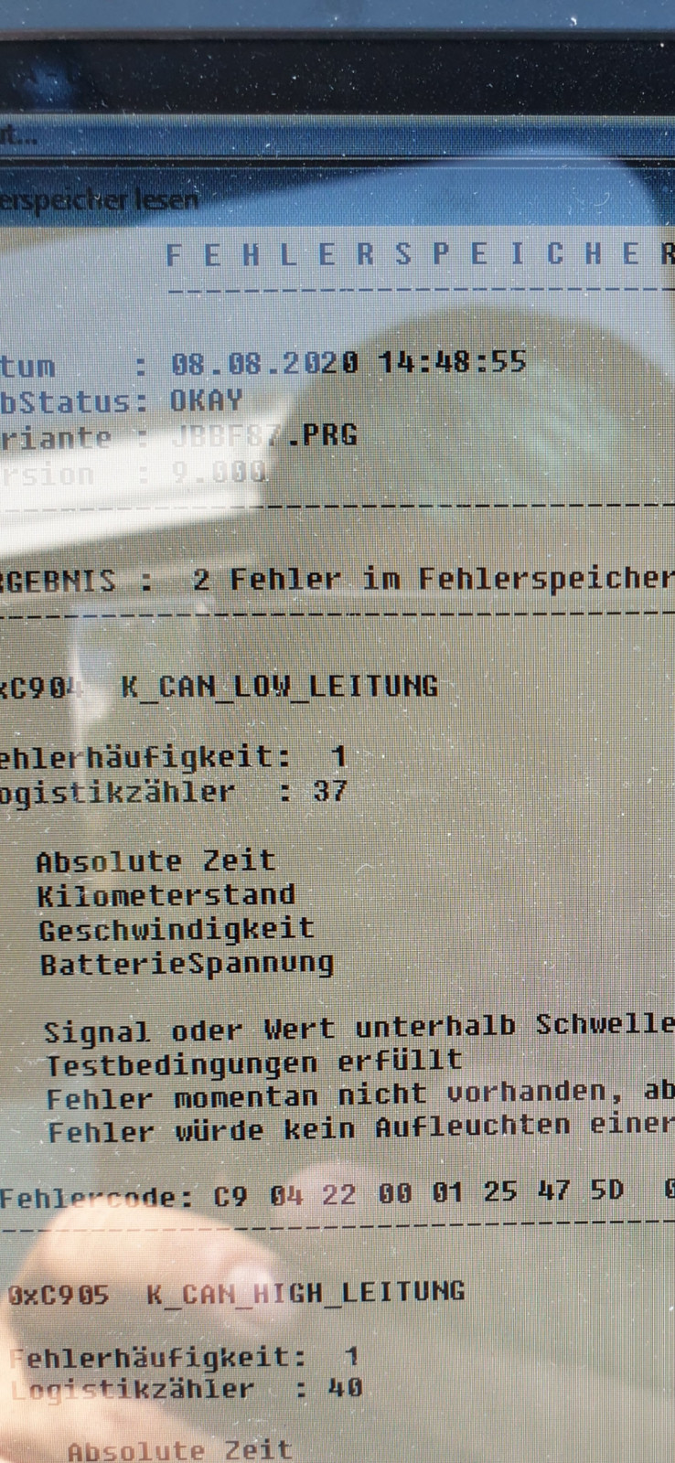 Can bus leitung high and low. stromlaufplan