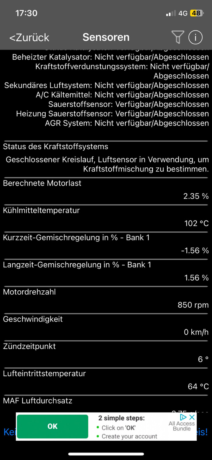 Abgasproblem co2 zu tief