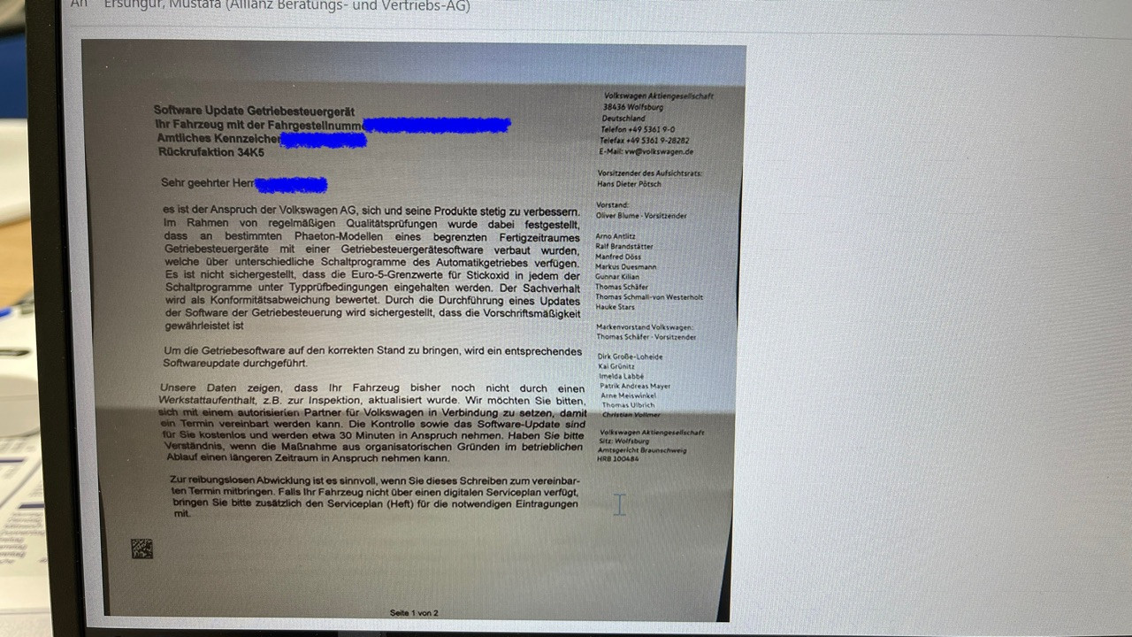 Wichtiger Hinweis für potenzielle Phaetonkäufer zur VW Rückrufaktion 34 K5!