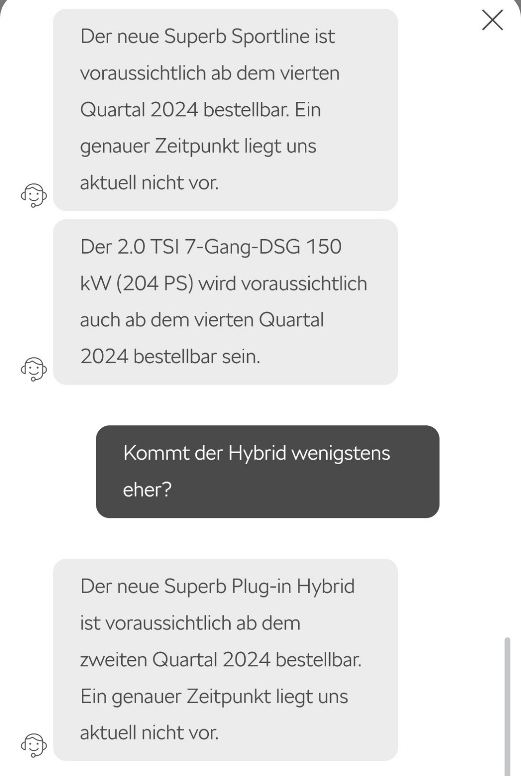 Warteraum für den Superb der 4. Generation