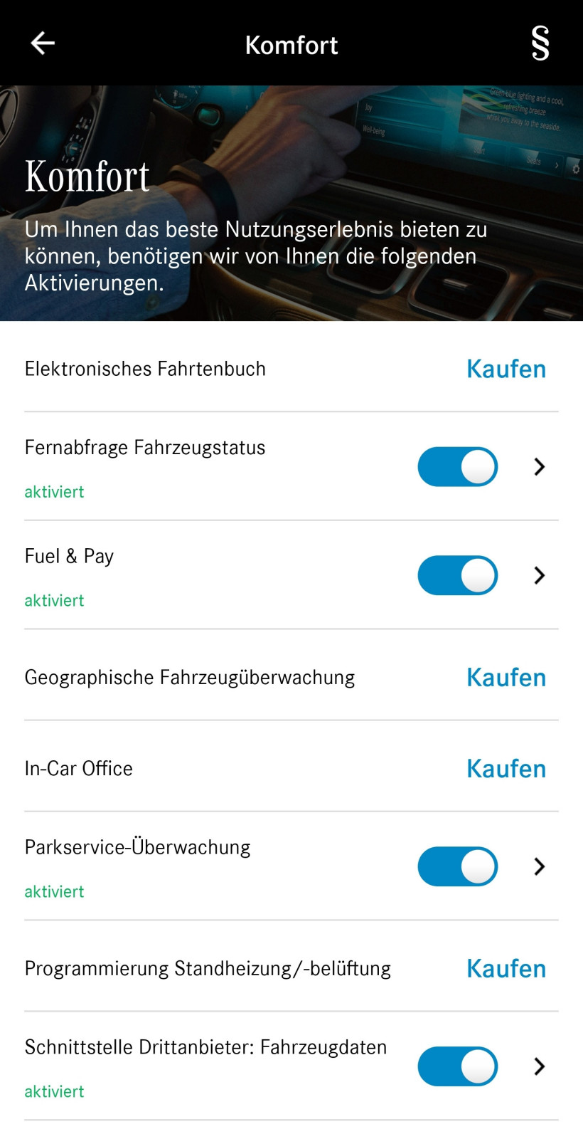 Standheizung/-belüftung Steuerung über Mercedes me