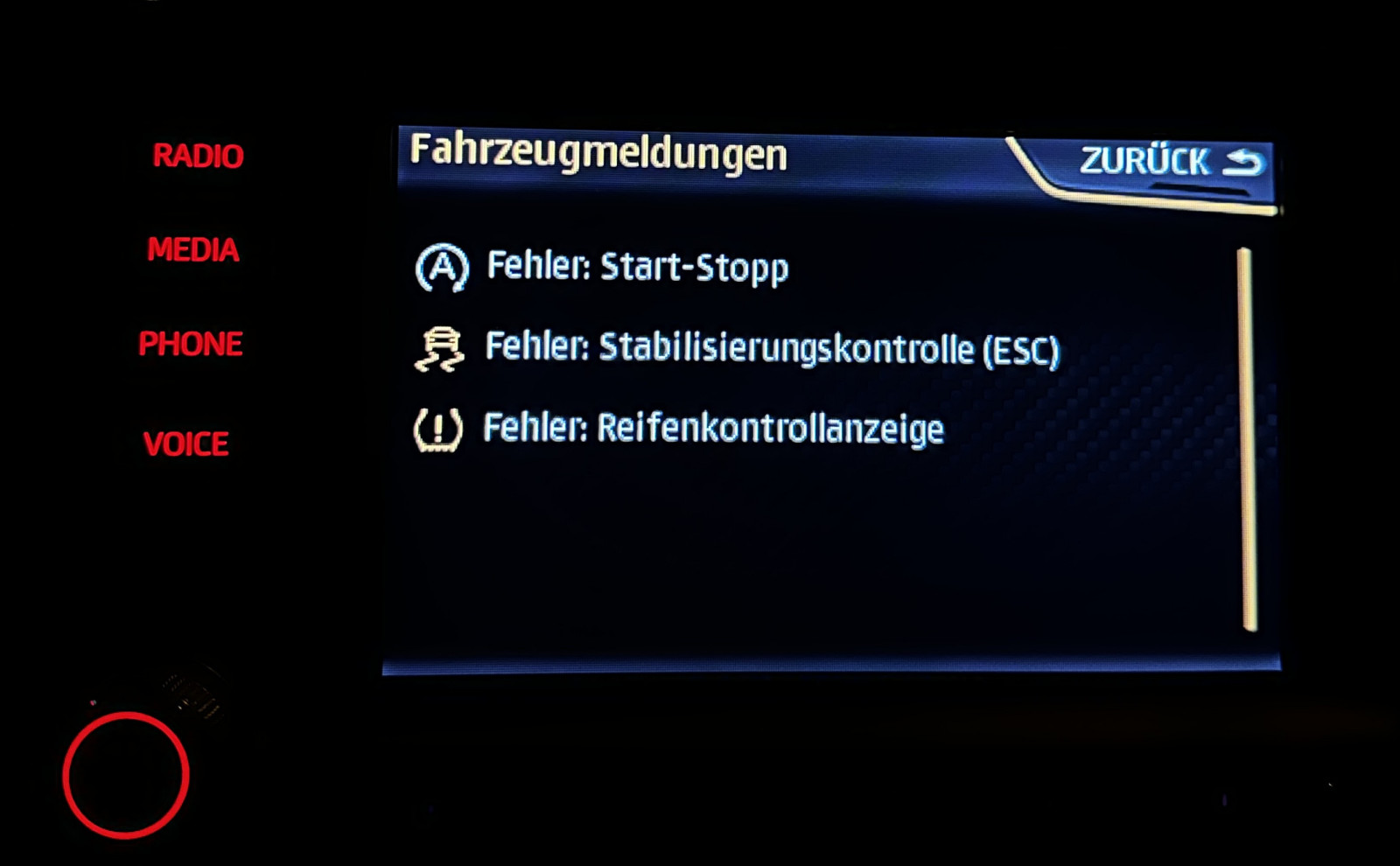 Seat Leon 5F Fehlermeldungen