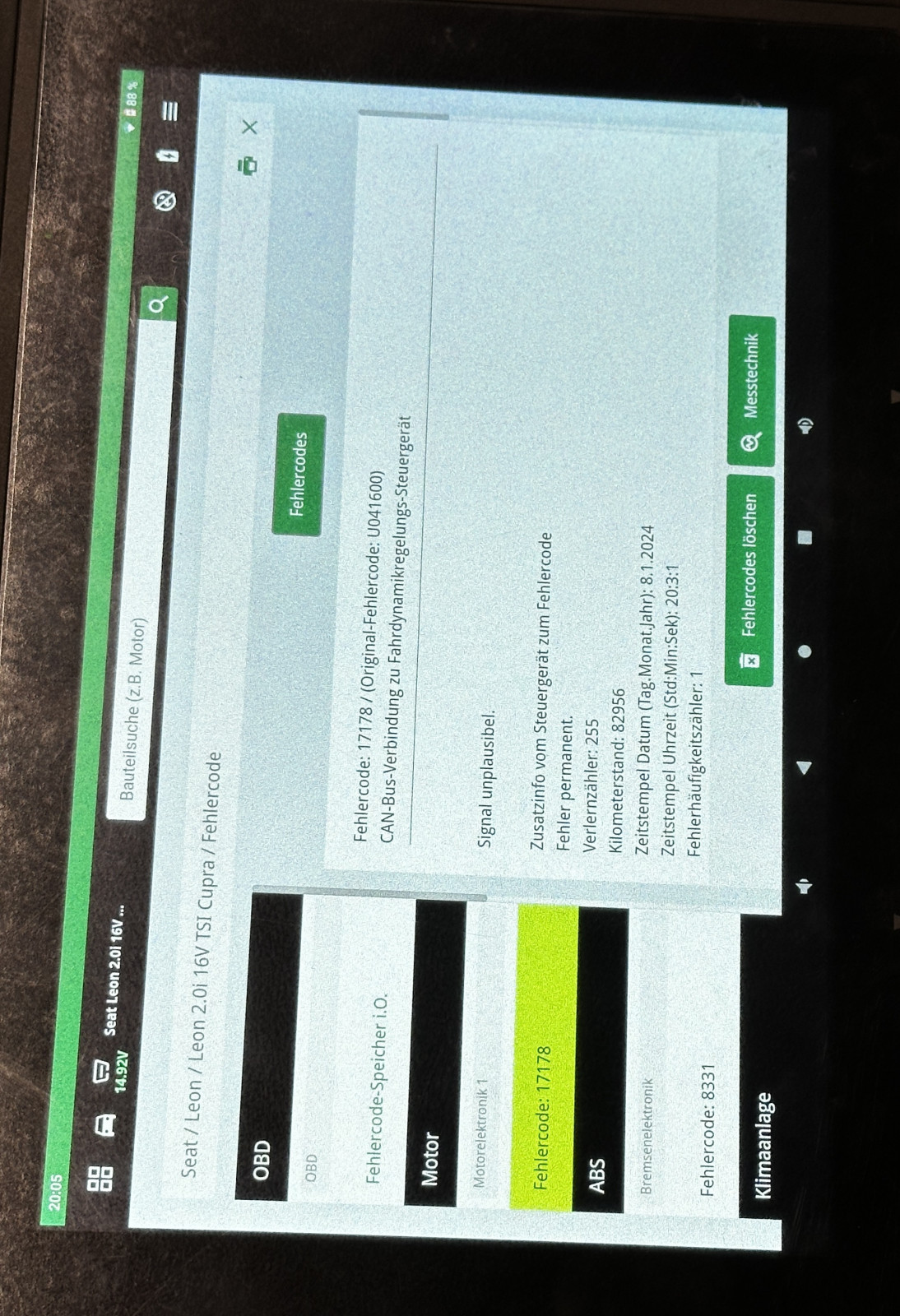 Seat Leon 5F Fehlermeldungen