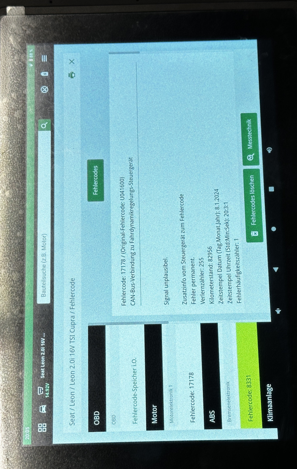 Seat Leon 5F Fehlermeldungen