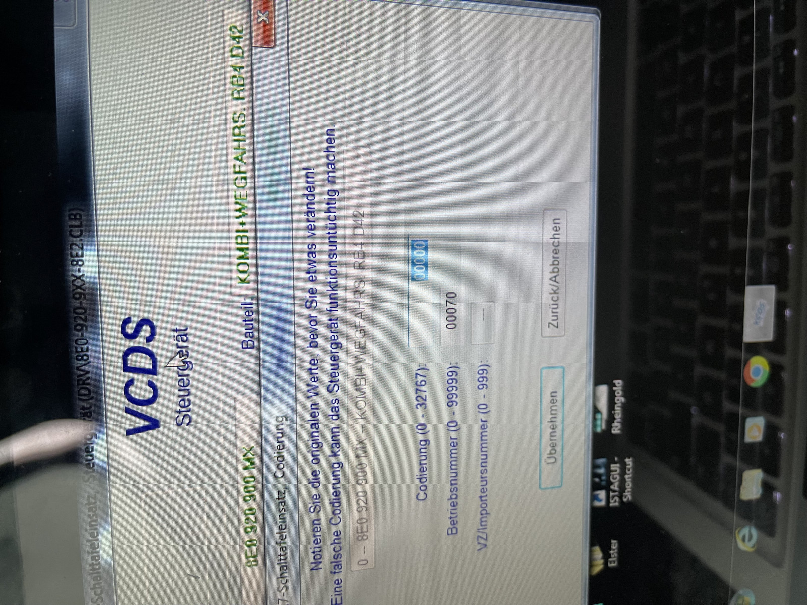 Verschleißanzeige codieren