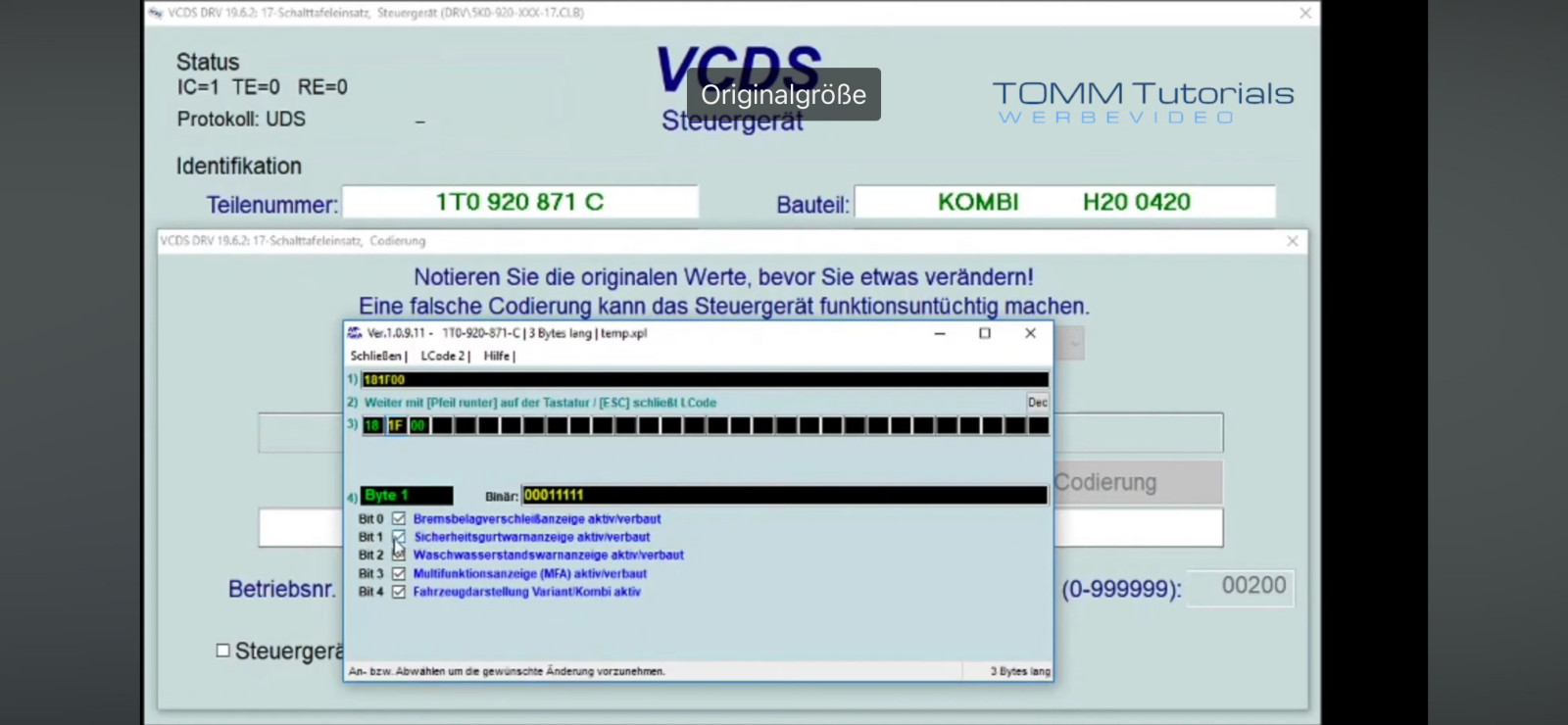 Verschleißanzeige codieren