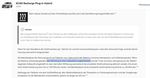 Standheizung XC60 T8 Mj24