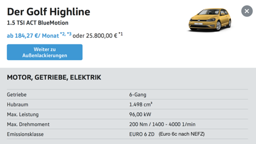 Fahrzeug mit Euro 6c nach NEFZ