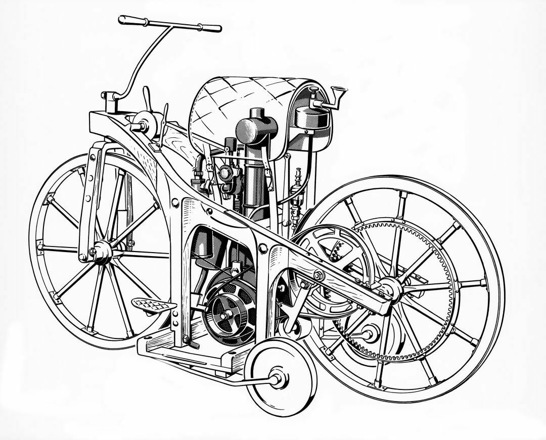 Daimler Reitwagen Zeichnung