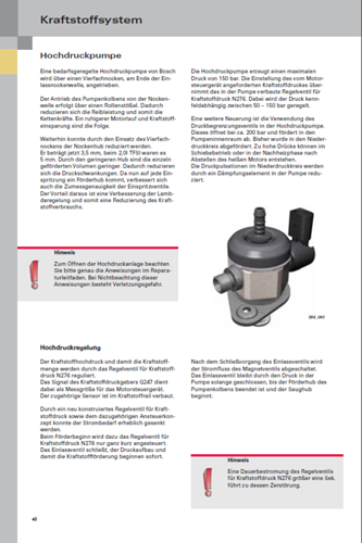 FSI Motor die Kraftstoffverorgung