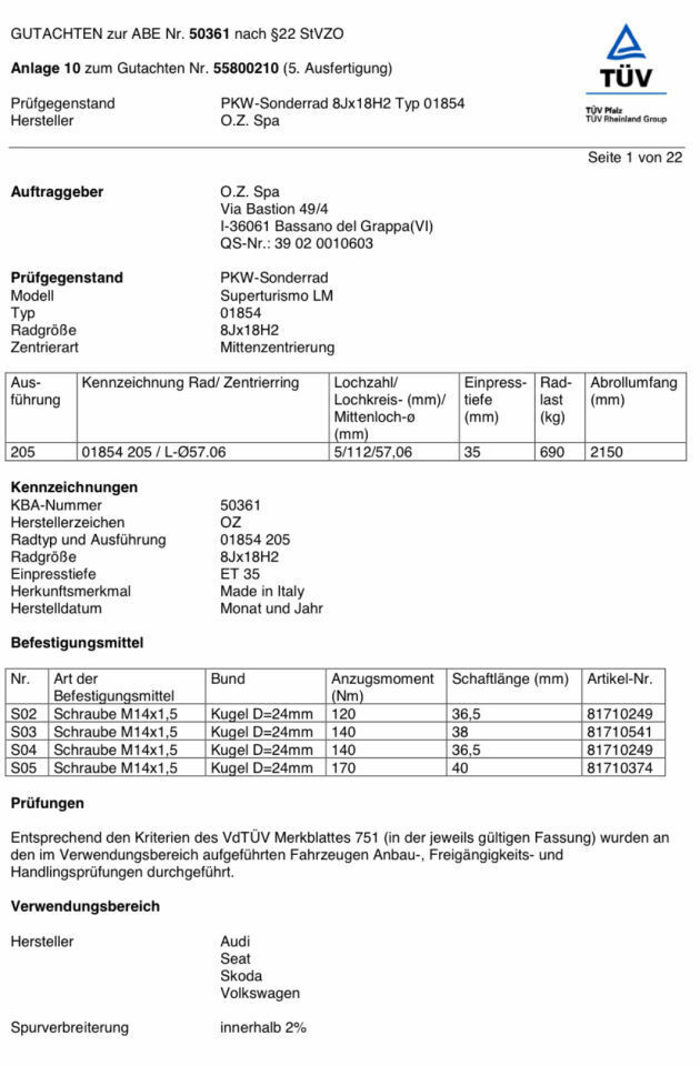 18 Zoll Felgen