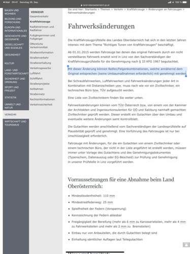 Fahrwerksänderung Land OÖ