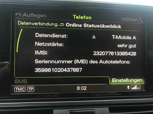 MMI 3GP Netzstärke sehr gut, jedoch nur