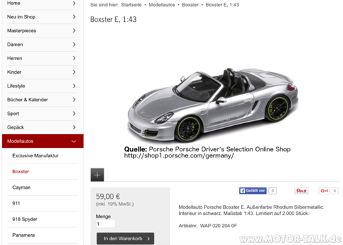 Porsche Boxster E in 1:43