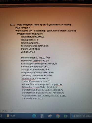 Fehler Raildruck