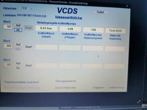 Block 103 Druck bleibt konstant