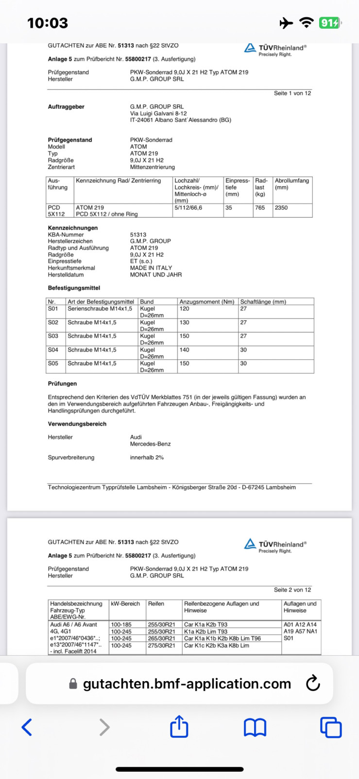 21 Zoll Felgen/Reifen-Thread