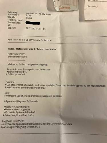 Ausgelesene Fehler im Speicher