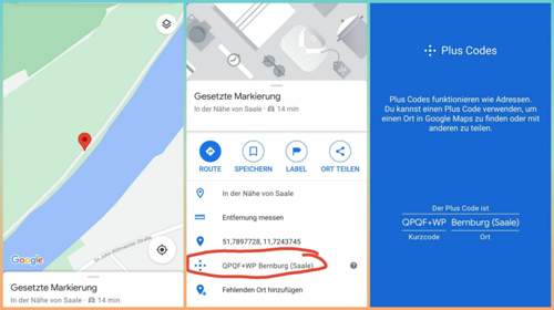 Plus Code von Google Maps