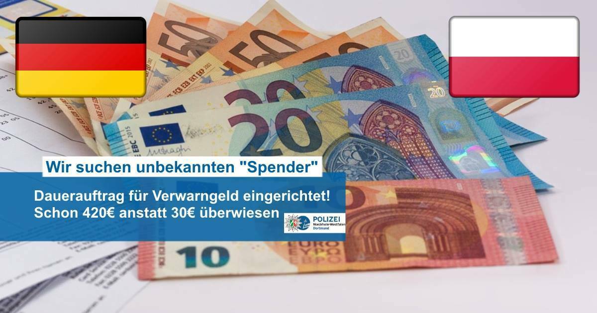 Im Internet sucht die Polizei NRW nach zwei Männern, die ihr monatlich grundlos Geld schicken