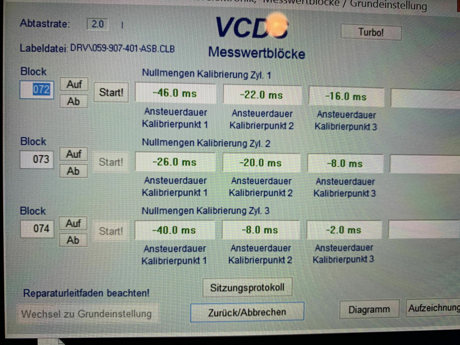 3.0TDI Injektorenwerte