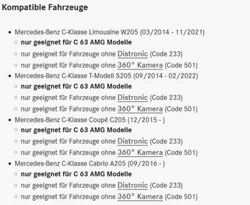 Kompatibie Fahrzeuge