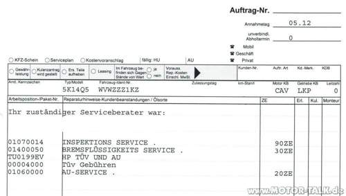 Auftrag BF Service 30 ZE