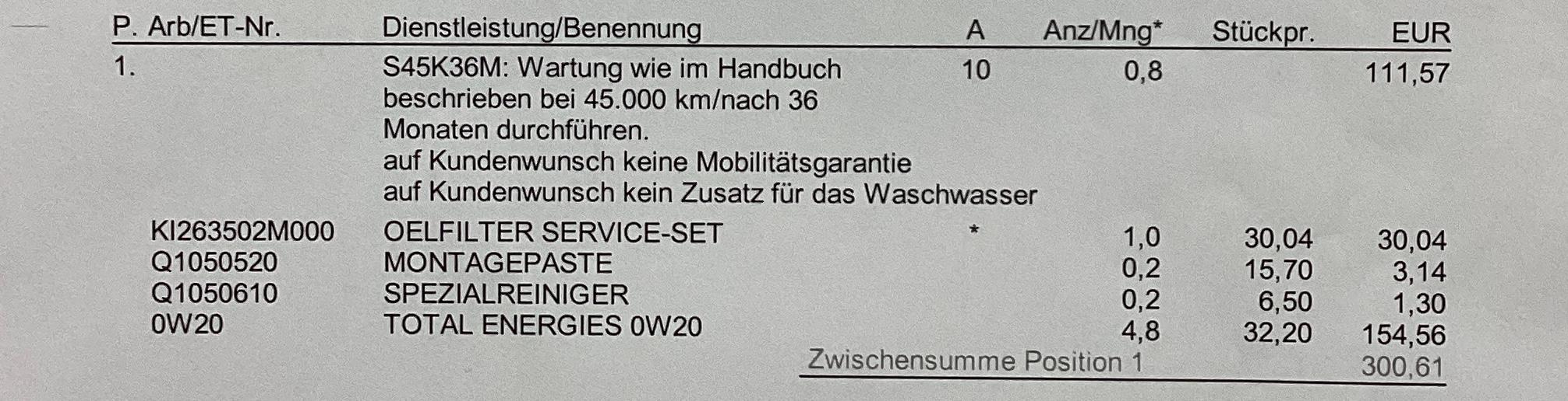 4. Inspektion, 60.000 Kilometer, Kosten zu hoch?