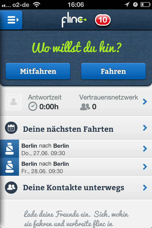 Die App "Flinc" vermittelt Mitfahrgelegenheiten