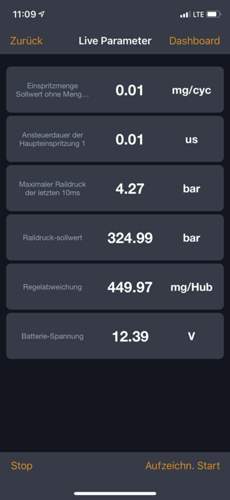 Screenshot Livedaten