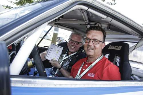 Unser Autor Joachim Walther (l.) mit dem Rallye-Fahrer Matthias Kahle