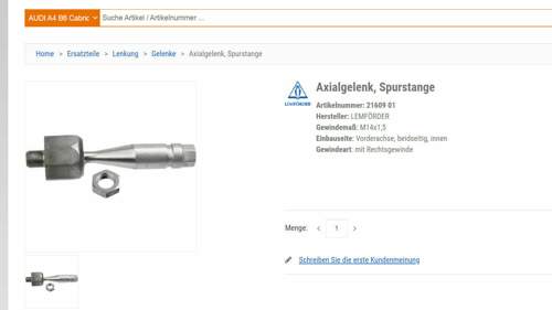 Axialgelenk Audi B6/B7