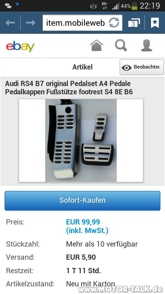 A6 RS6, A8, A5 Alu-Pedalerie und Fußstütze