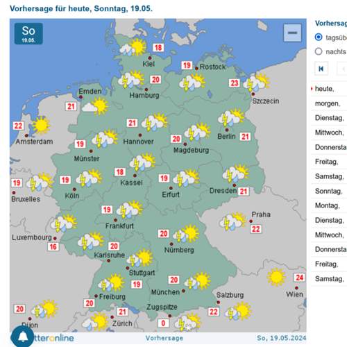 Aktuelle Wetterkarte