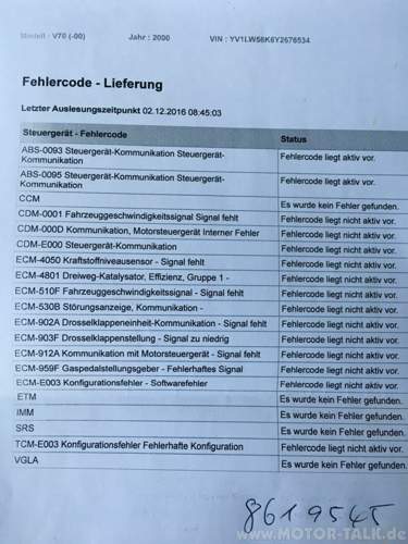 Fehlercodes