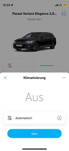 Menü Klimatisierung/SH Start