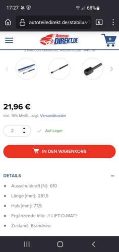 Stabilus 2er 610N