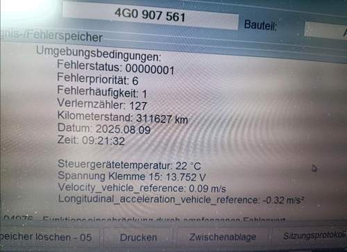 ACC Fehlerspeicher