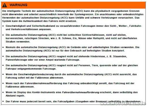 Acc-warnung