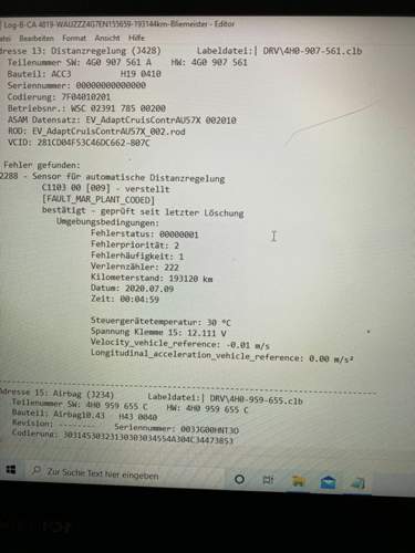 Fehler Distanzregelung